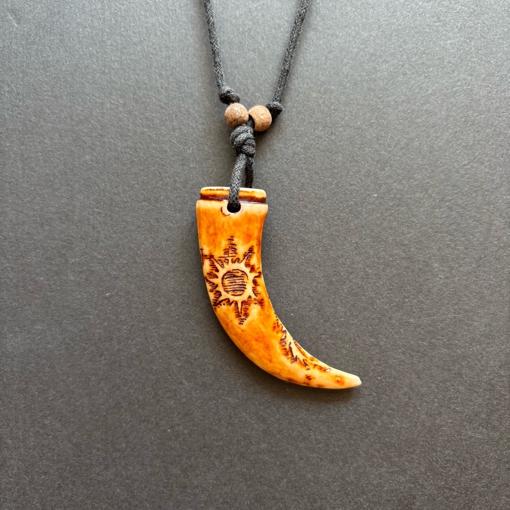 Carved Fang Sun Dragon Necklace | Adjustable - Picture 5 of 8